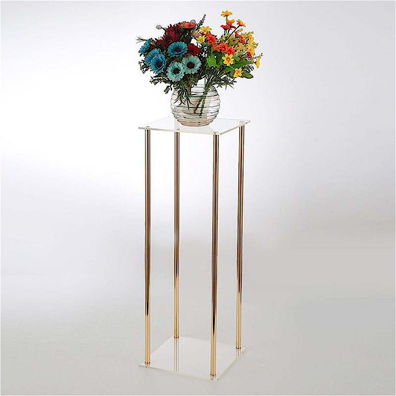 Gold Square Metal Floral Stand