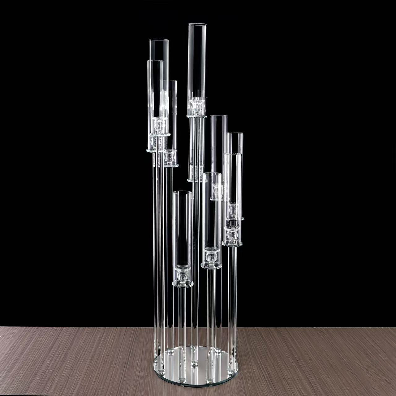 Crystal Glass Candelabra Pillar Candle Holders