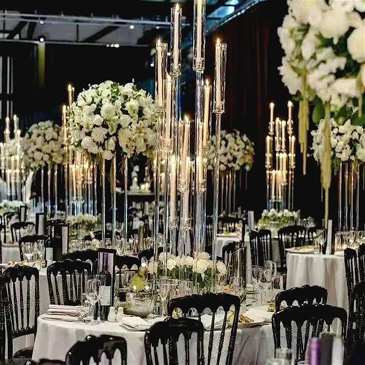 Crystal Glass Candelabra Wedding Centerpiece