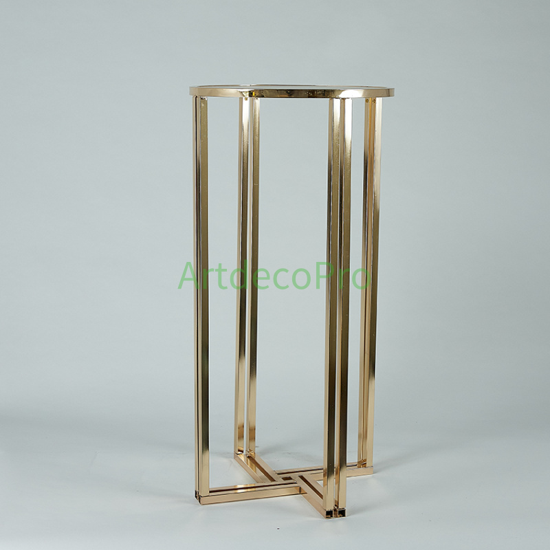 Set of 3 Pcs Gold Round Metal Cylinder