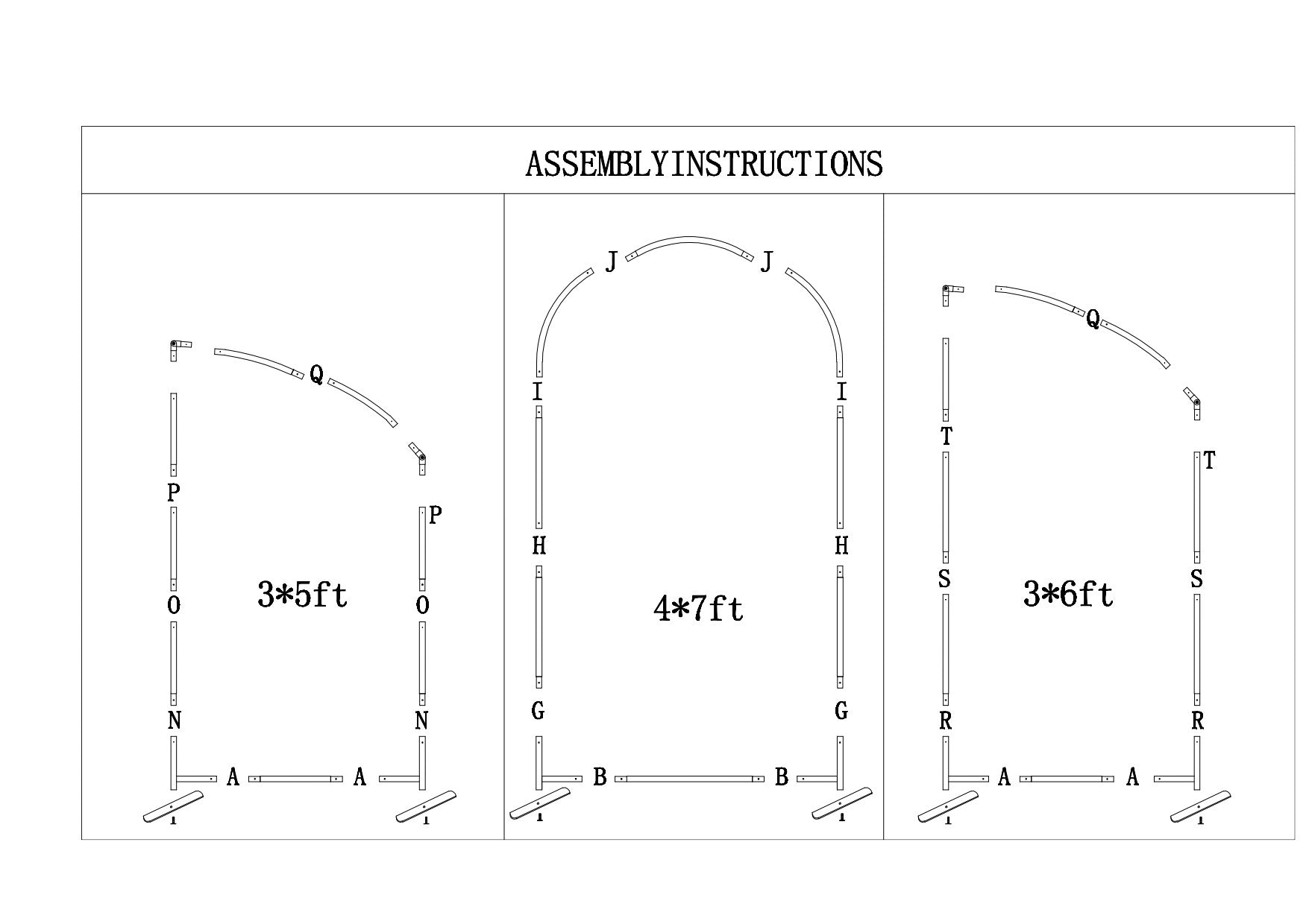 3PCS Angled Aluminum Alloy Arch Backdrop Stands