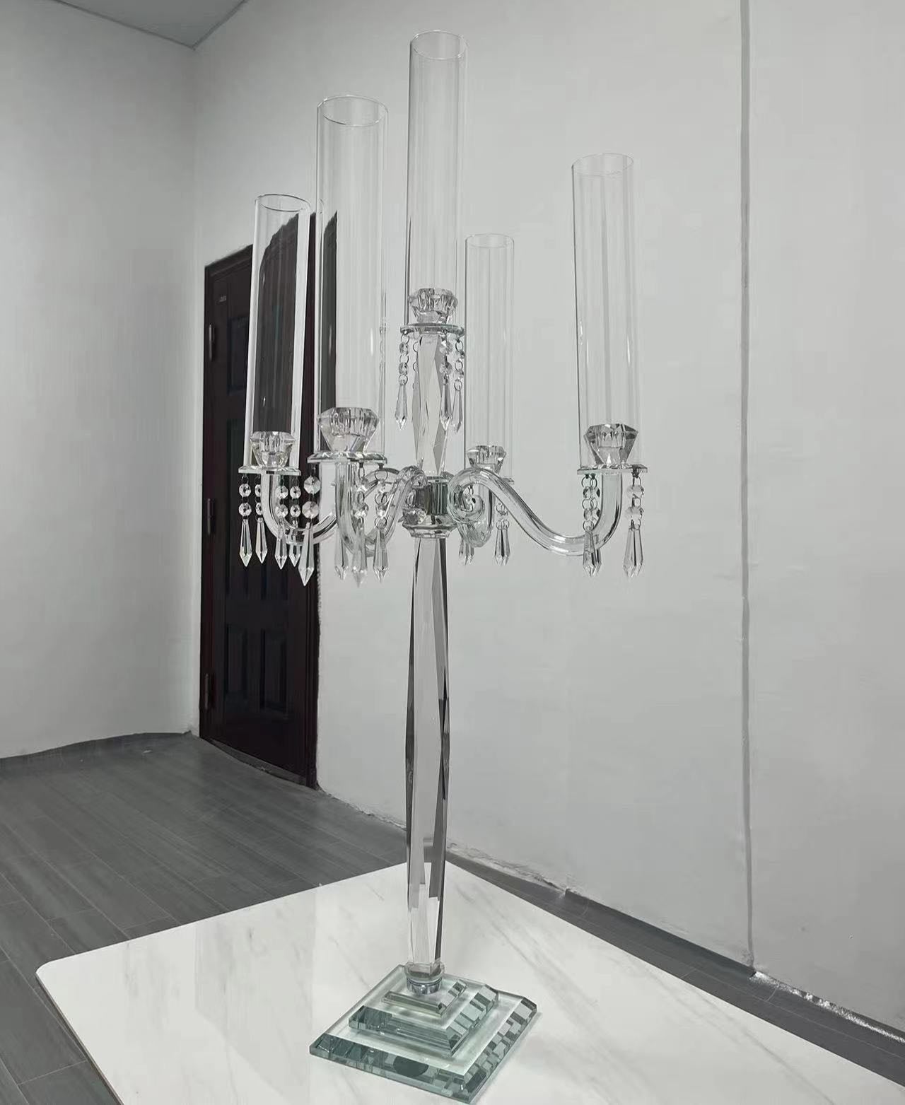 Crystal Glass Candelabras Party Candle Holders