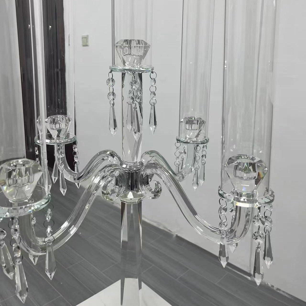 Crystal Glass Candelabras Party Candle Holders