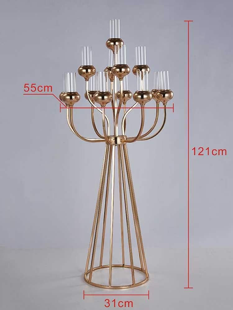 Gold Metal Cluster Candelabra Clear Crystal Shades