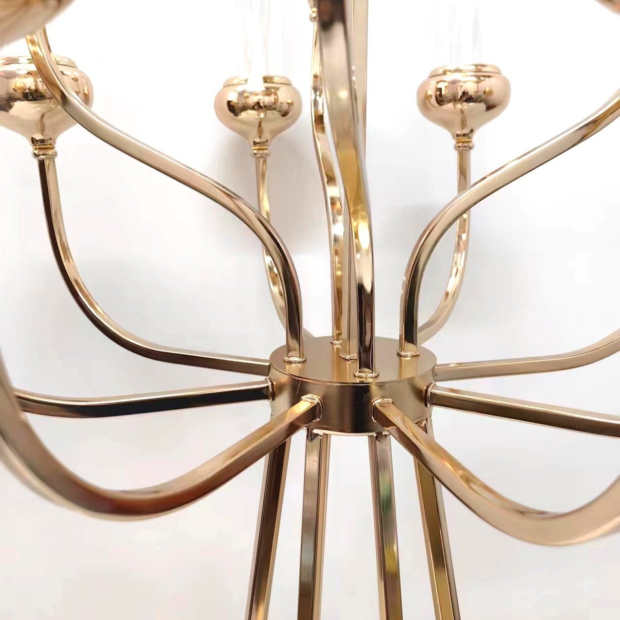 Gold Metal Cluster Candelabra Clear Crystal Shades