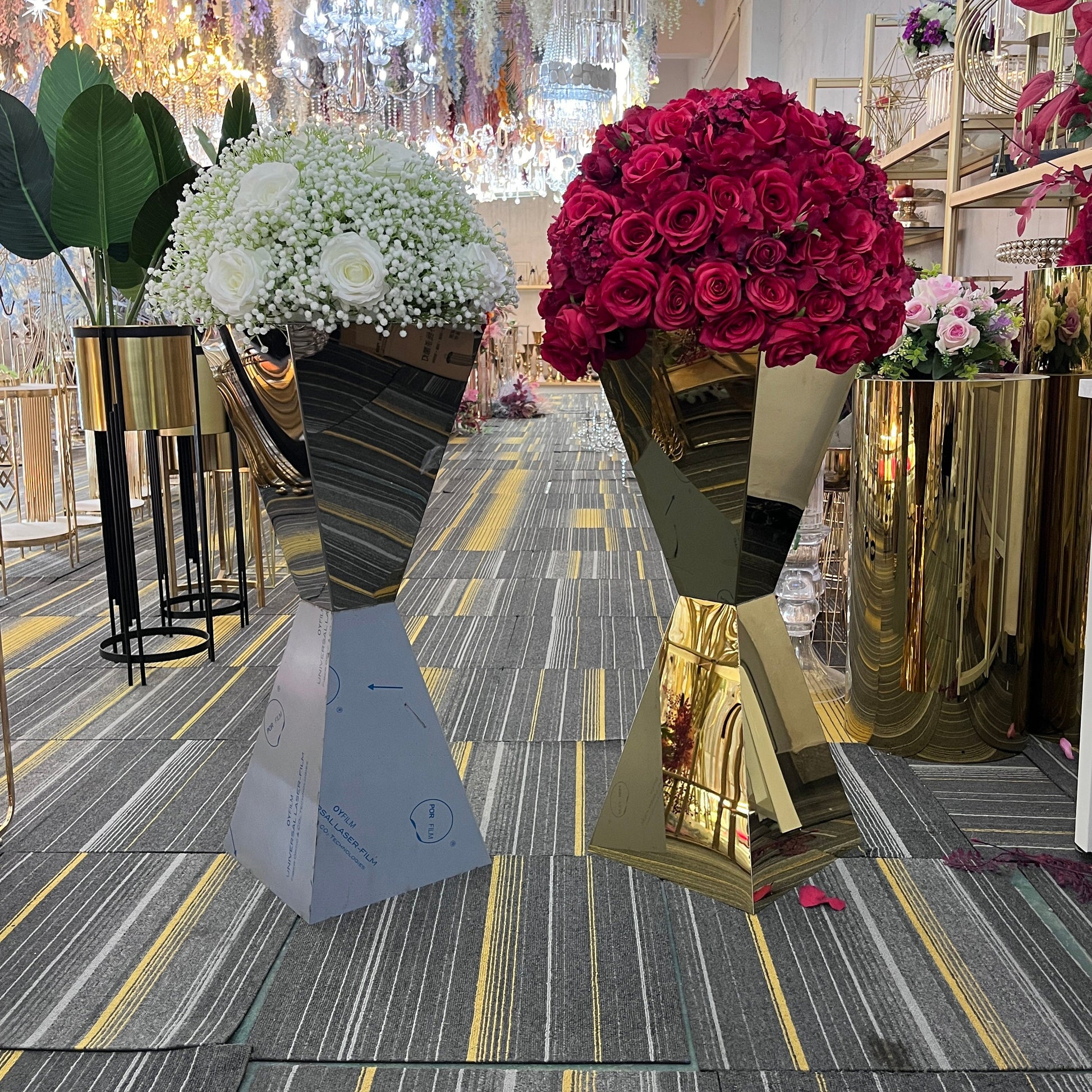 Gold Mirror Stainless Steel Floral Stands 