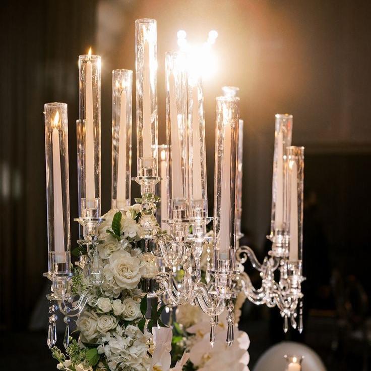 Crystal Glass Candelabras Party Candle Holders