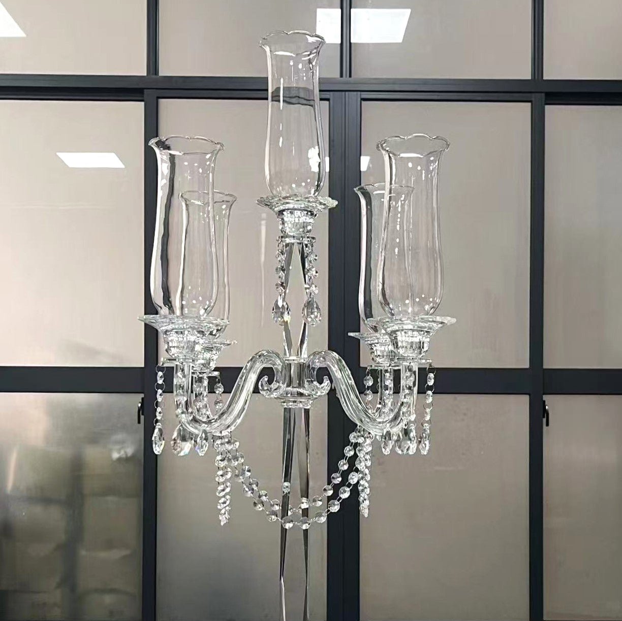 Crystal Glass Candelabra Tabletop Centerpieces