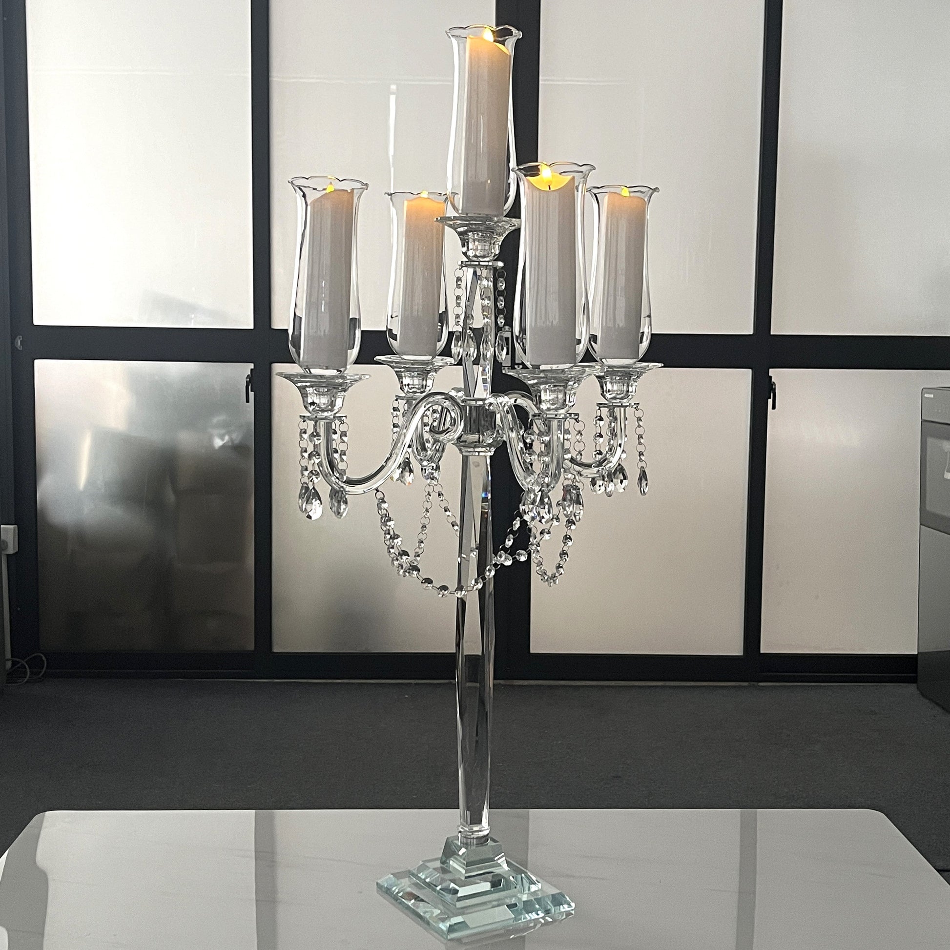 Crystal Glass Candelabra Tabletop Centerpieces