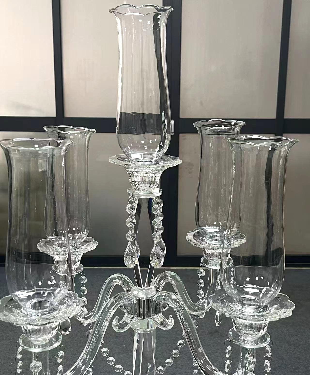 Crystal Glass Candelabra Tabletop Centerpieces