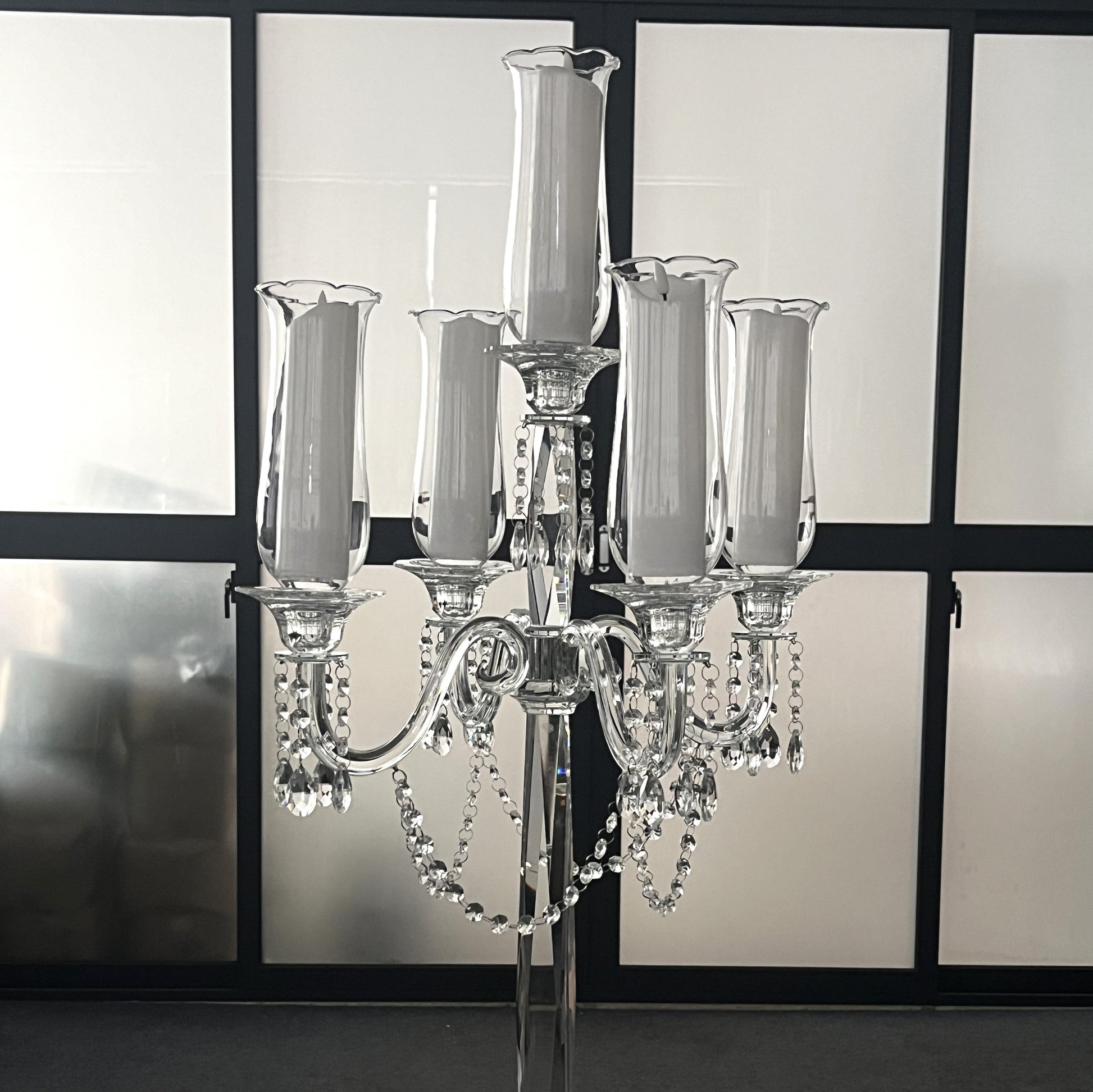 Crystal Glass Candelabra Tabletop Centerpieces