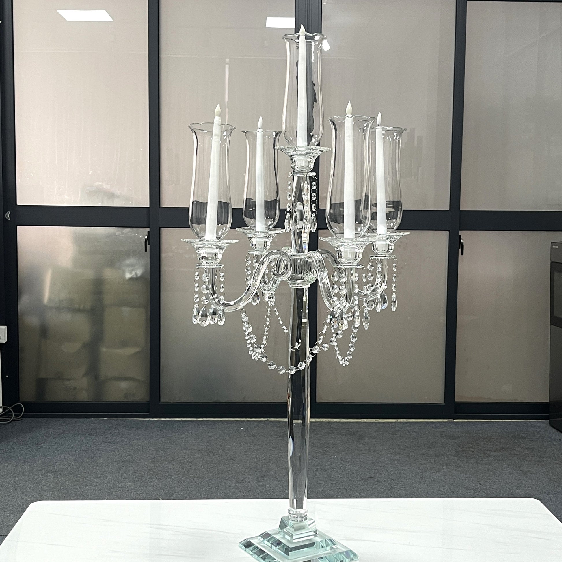 Crystal Glass Candelabra Tabletop Centerpieces