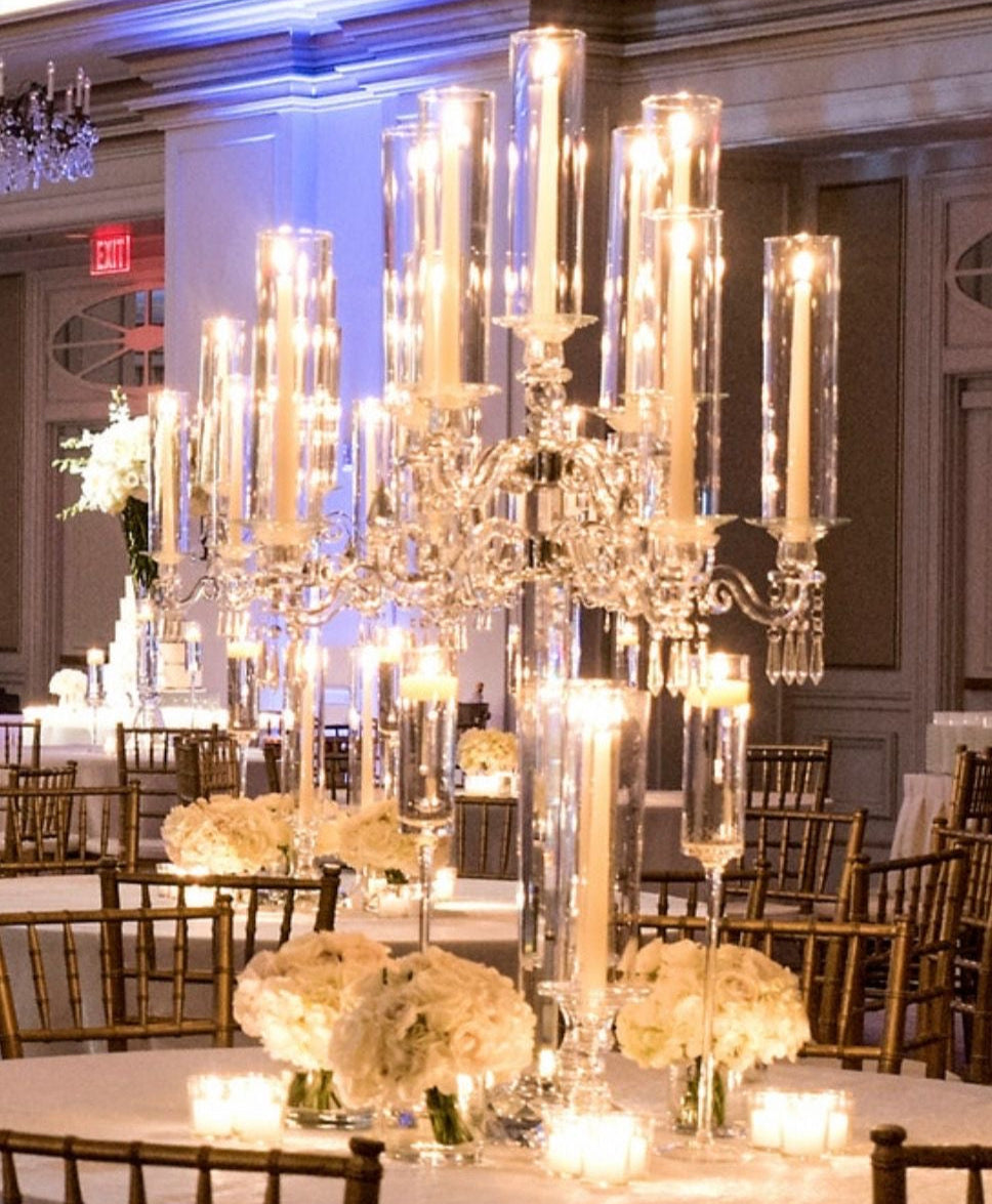 Crystal Glass Candelabras Party Candle Holders