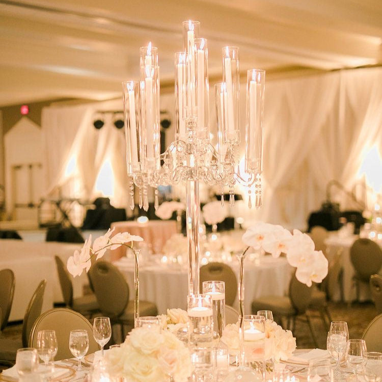 Crystal Glass Candelabras Party Candle Holders