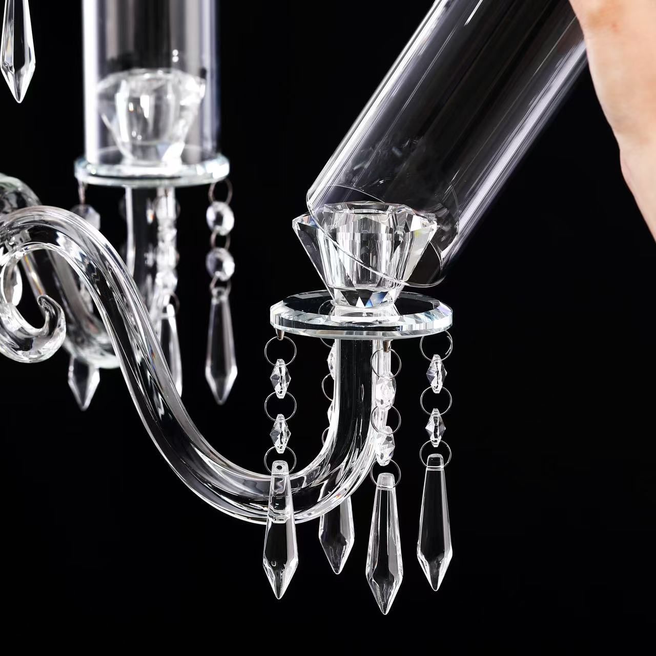 Crystal Glass Candelabras Party Candle Holders