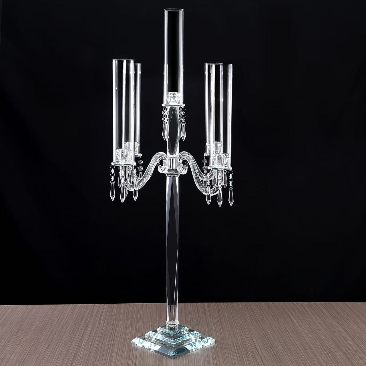 Crystal Glass Candelabras Party Candle Holders