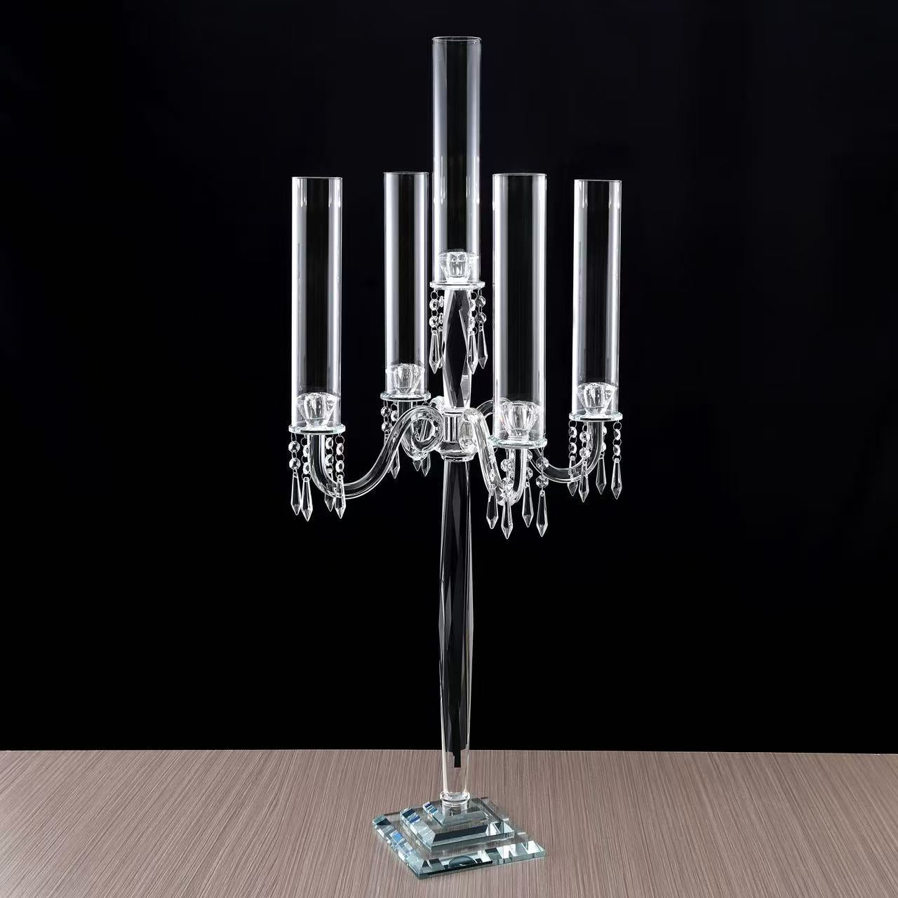 Crystal Glass Candelabras Party Candle Holders