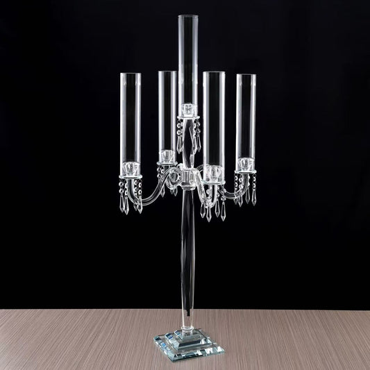 Crystal Glass Candelabras Party Candle Holders