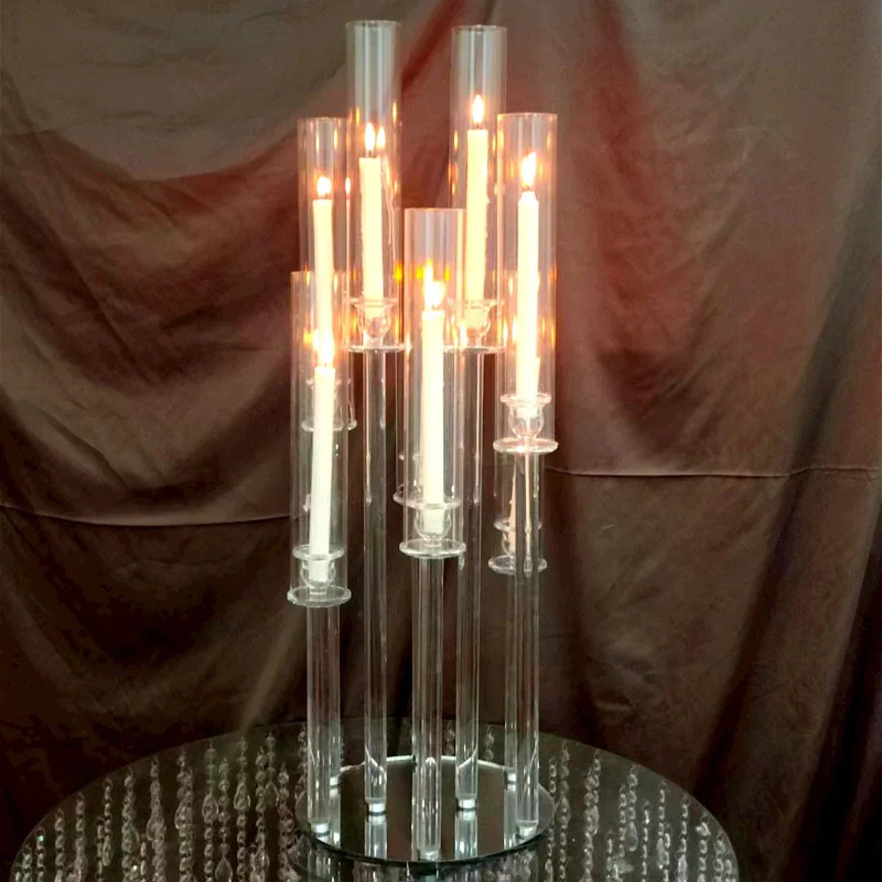 Crystal Glass Pillar Candle Holders