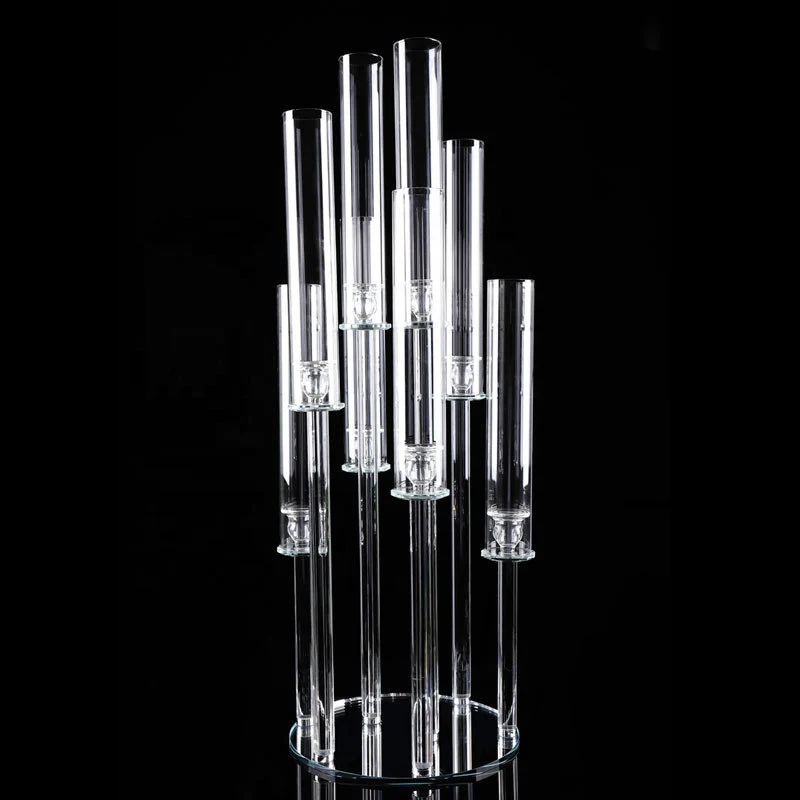 Crystal Glass Pillar Candle Holders