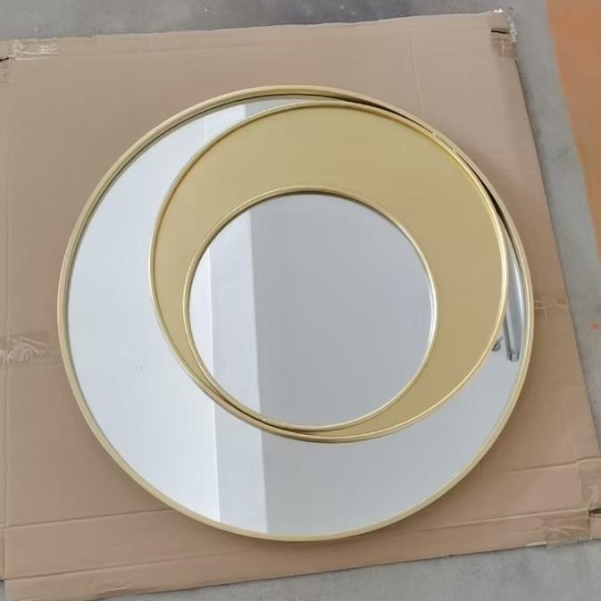 geometric gold round wall mirror modern accent