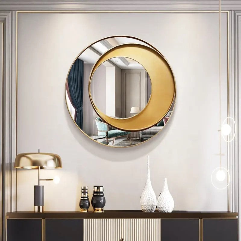 geometric gold round wall mirror modern accent