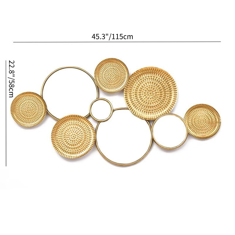 Geometric Multi-Circle Gold Metal Wall Mirror