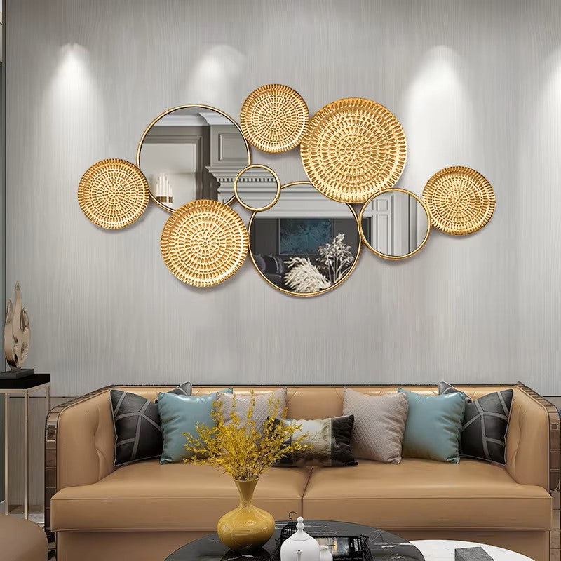 Geometric Multi-Circle Gold Metal Wall Mirror