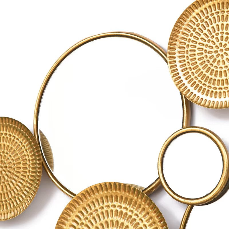 Geometric Multi-Circle Gold Metal Wall Mirror