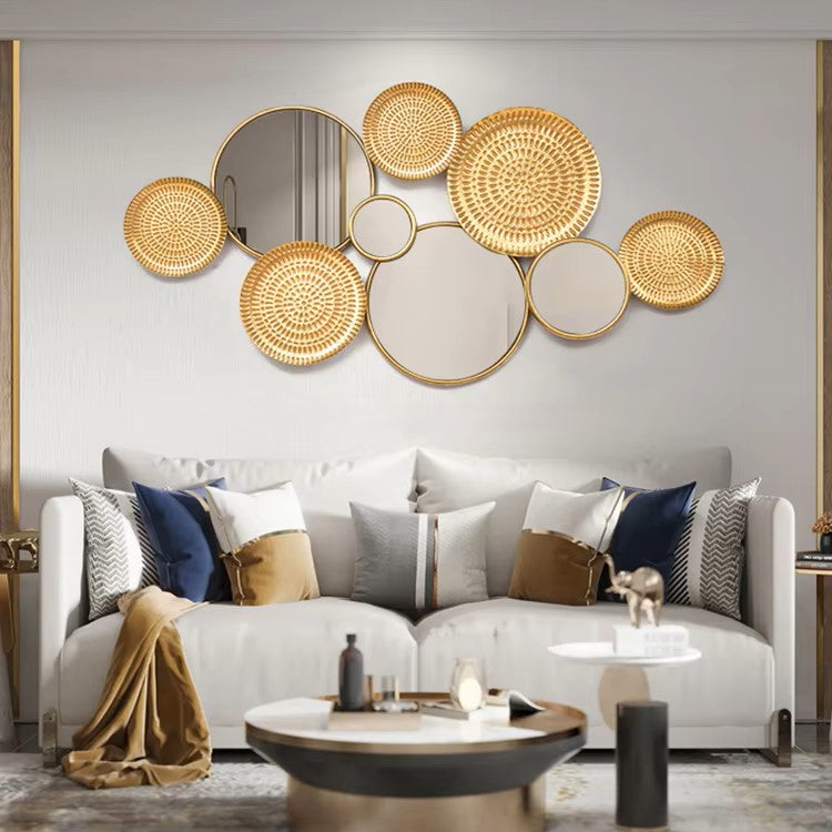 Geometric Multi-Circle Gold Metal Wall Mirror