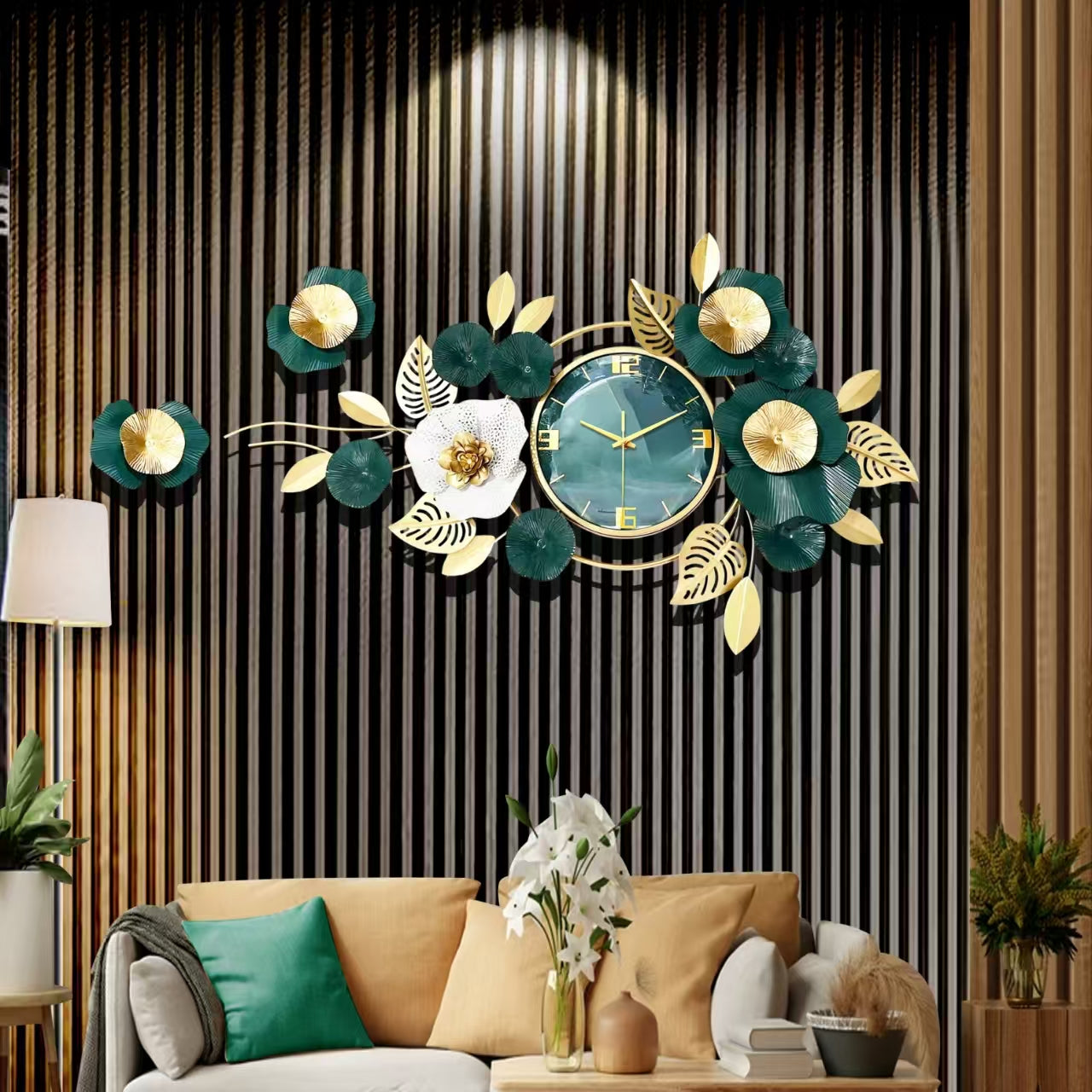 Creative Modern Floral Stainless Steel Wall Clock