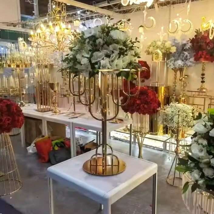 Gold Metal Round Flower Stand