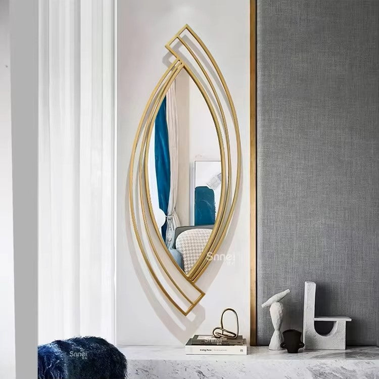 Modern Geometric Gold Metal Wall Mirror