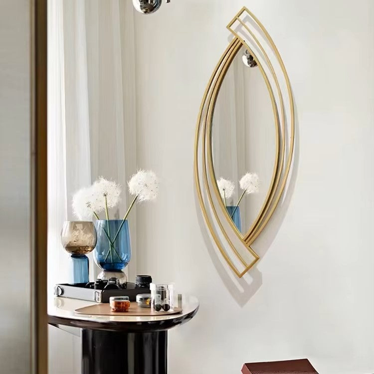 Modern Geometric Gold Metal Wall Mirror