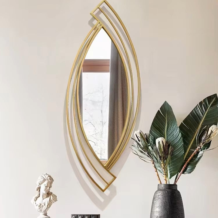 Modern Geometric Gold Metal Wall Mirror