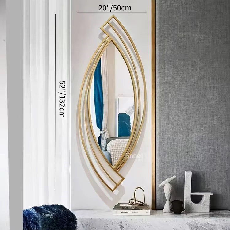 Modern Geometric Gold Metal Wall Mirror