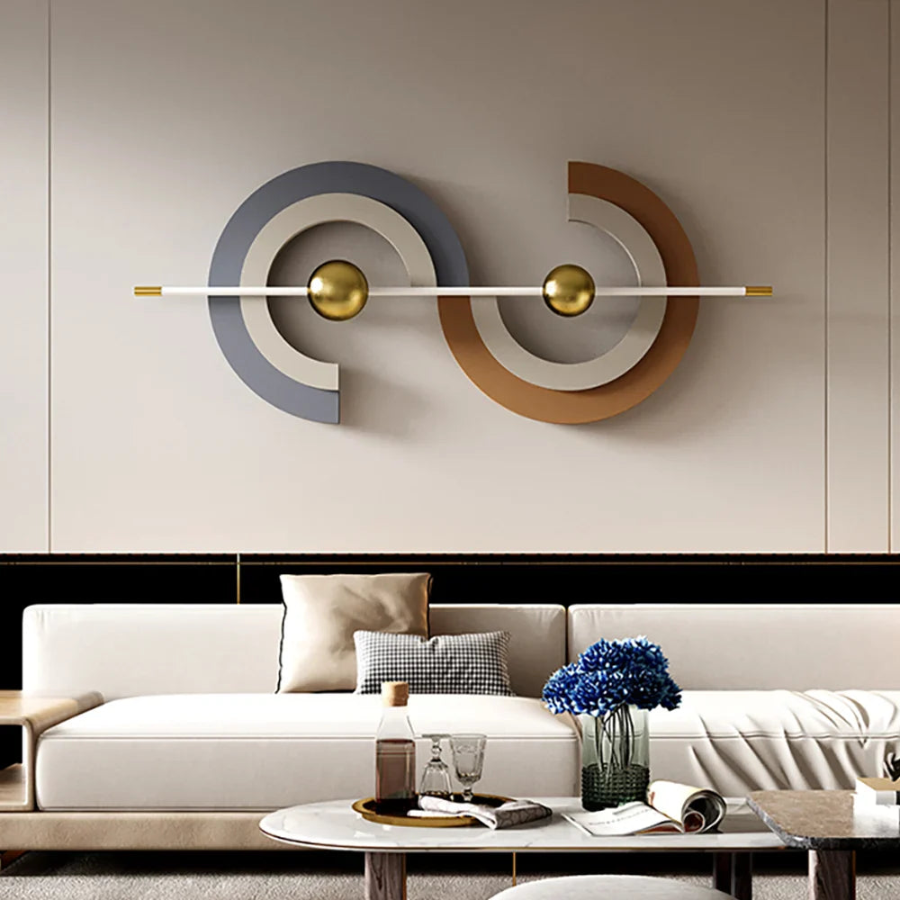 Modern Abstract Metal Wall Art Gray Creative Home Decor Sculpture