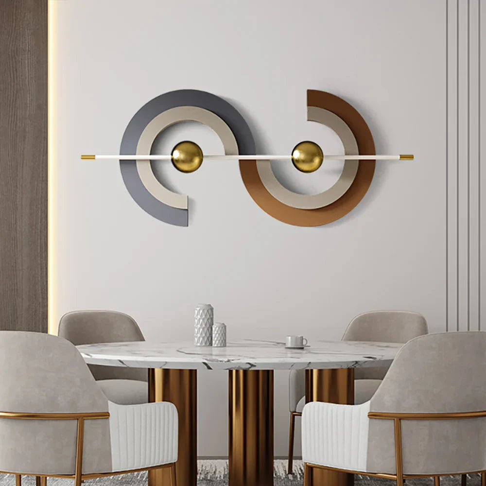 Modern Abstract Metal Wall Art Gray Creative Home Decor Sculpture