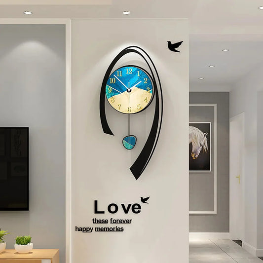 Modern 3D Acrylic Wall Clock with Sleek Pendulum