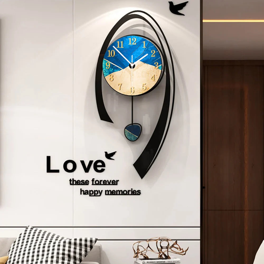 Modern 3D Acrylic Wall Clock with Sleek Pendulum