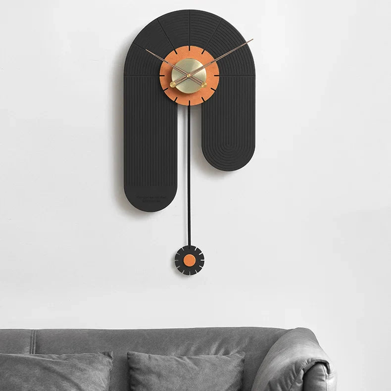 Modern Geometric Wall Clock with Silent Pendulum