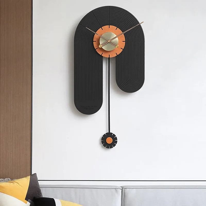 Modern Geometric Wall Clock with Silent Pendulum