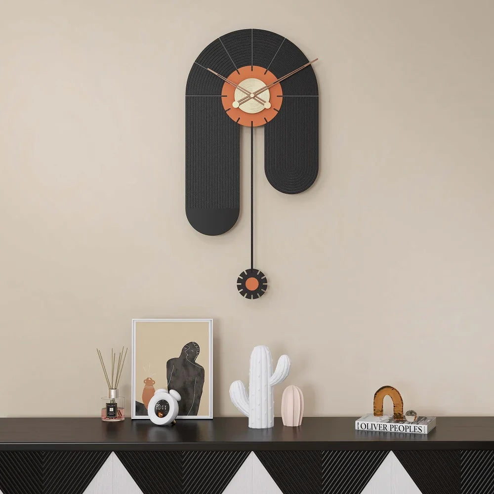 Modern Geometric Wall Clock with Silent Pendulum