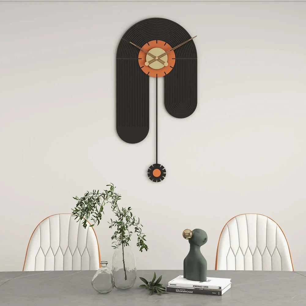 Modern Geometric Wall Clock with Silent Pendulum