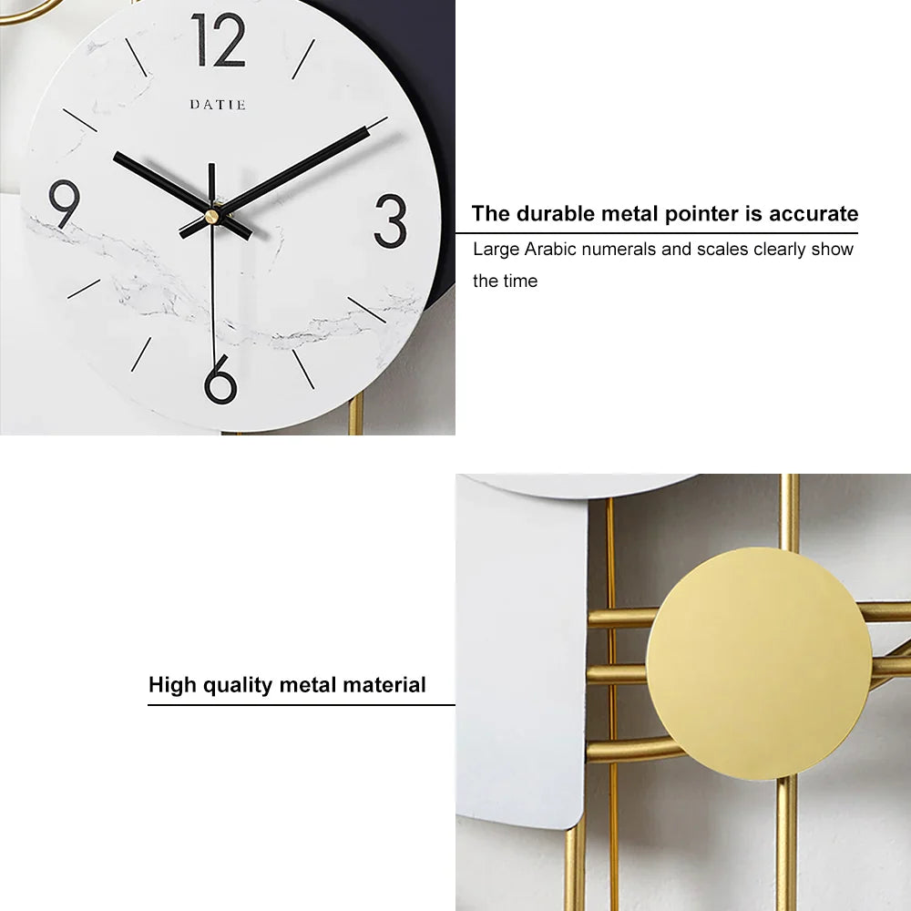 Abstract Geometric Metal Wall Clock with Pendulum