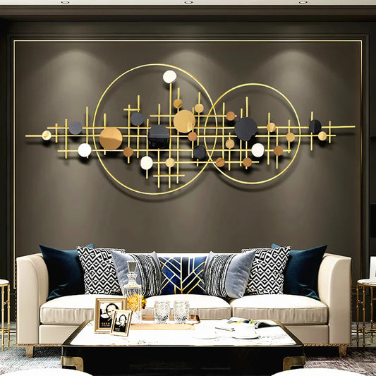 Geometric Gold Round Metal Wall Decor Decorative Hanging Art