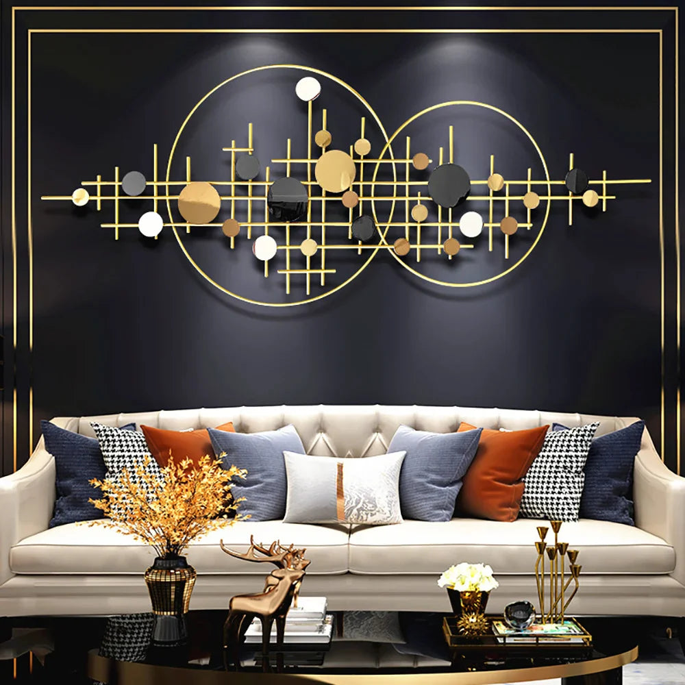 Geometric Gold Round Metal Wall Decor Decorative Hanging Art