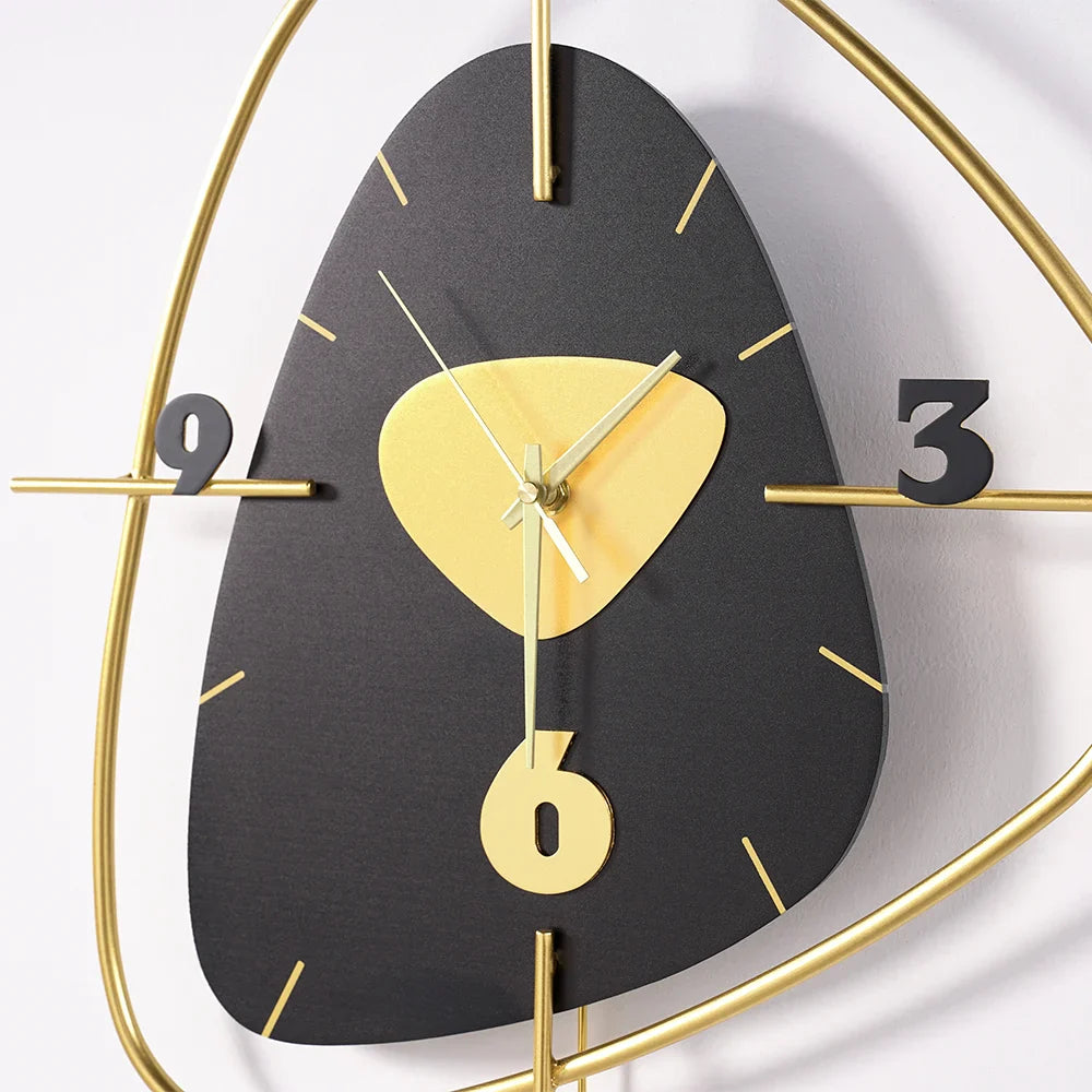 Geometric Metal Wall Clock with Pendulum