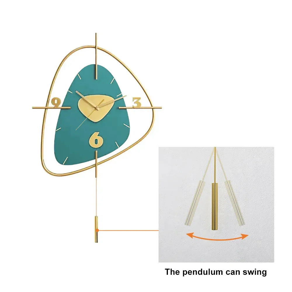 Geometric Metal Wall Clock with Pendulum