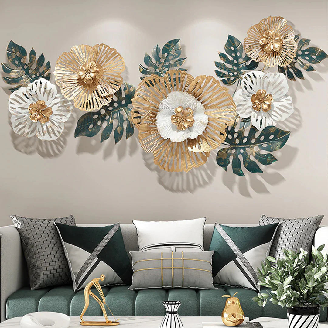 Handcrafted 3D Hollow Metal Flower Wall Decor